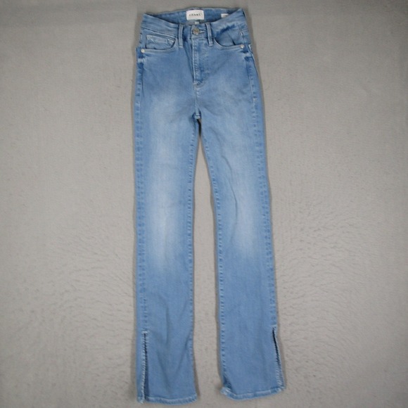 FRAME Denim - FRAME Le Super High Mini Boot Jeans Light Wash Blue Side Slit Size 23